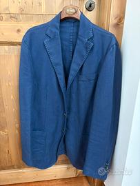 Giacca blu in lino e cotone Boggi