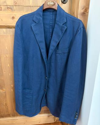 Giacca blu in lino e cotone Boggi
