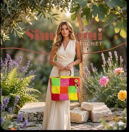 Borsa Patchwork Uncinetto E Bamboo Handmade Pop 