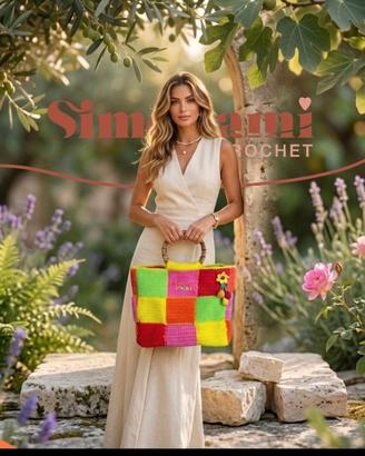 Borsa Patchwork Uncinetto E Bamboo Handmade Pop 