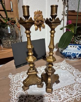 coppia candelieri in bronzo 1800