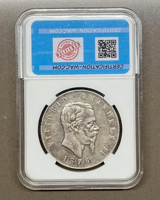 5 Lire Vittorio Emanuele II 1876 R  TTB Argento