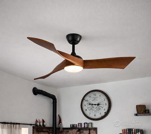 Lampadario LED regolabile con ventole in legno