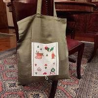 Borsa Natale in tessuto ricamata pieghevole 