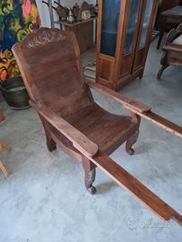 Chaisse longue in teak balinese di epoca coloniale