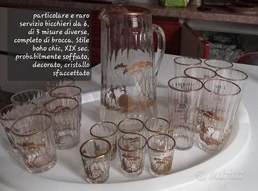 antico e raro servizio bicchieri stile  boho chic 