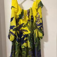 Vestito a Fiori Giallo a Gonna Alta