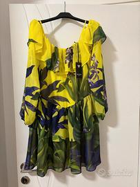 Vestito a Fiori Giallo a Gonna Alta