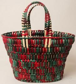 Grande borsa spiaggia in paglia colorata – NUOVA!