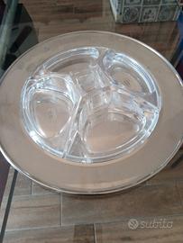 Antipastiera in acciaio inox e cristallo 