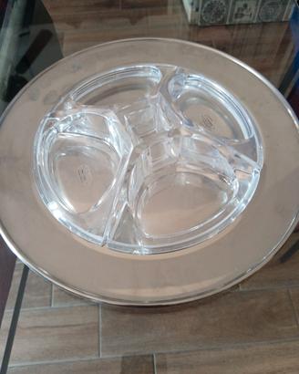 Antipastiera in acciaio inox e cristallo 