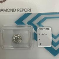 Diamante Naturale 2,10ct-I2-K Certificato IGI