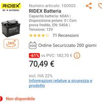 ridex batteria 