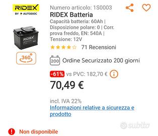 ridex batteria 