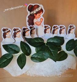Set 9pz Cake Topper  Comunione Fatto a  Mano
