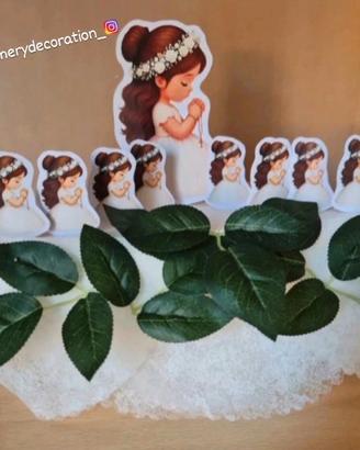 Set 9pz Cake Topper  Comunione Fatto a  Mano