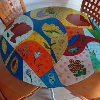 Ripiano cristallo molato dipinto a mano...unico