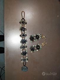 parure gioielli artigianali nero/verde