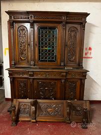 credenza antica intagliata rinascimento legno