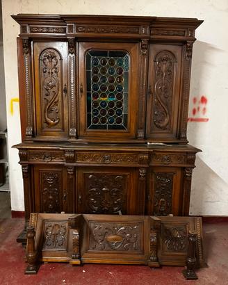credenza antica intagliata rinascimento legno