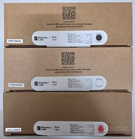 3 Bobine Filamento 3D Bambu Lab, Nuove e Sigillate