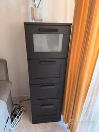 Brimnes cassettiera nera 4 cassetti nero/ vetro