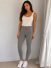 Pantaloni Quadretti Leggings Donna Nuovo