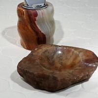 set da fumo in onice e pietra naturale vintage