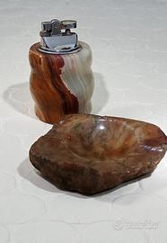 set da fumo in onice e pietra naturale vintage