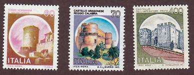 Serie francobolli 3 v. "Castelli d'Italia 1980-81