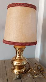 Lampada da tavolo in ottone/tessuto -vintage 