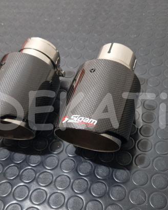 COPPIA TERMINALI CODINO AUTO INOX LUCIDO CARBONIO 