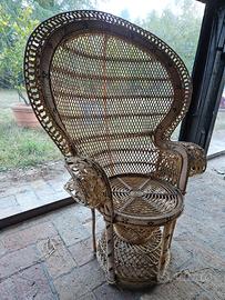 Poltrona/sedia Emmanuelle Peacock in vimini