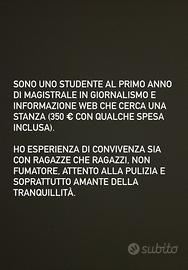 Stanza singola per studente magistrale