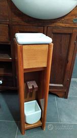 Porta sapone e spazzolone legno ceramica bagno