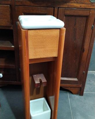 Porta sapone e spazzolone legno ceramica bagno