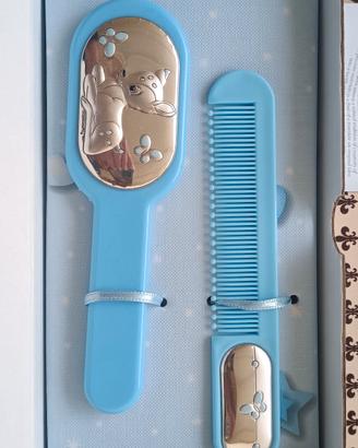 Set spazzola e pettine neonato, con inserti in arg