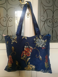 Tote Bag in tessuto broccato fatta a mano