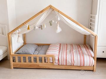 Letto Montessori a capanna in legno