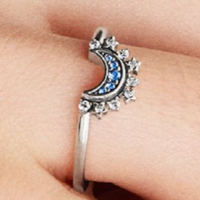 Anello Pandora luna pietre blu , argento 925.