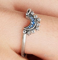 Anello Pandora luna pietre blu , argento 925.