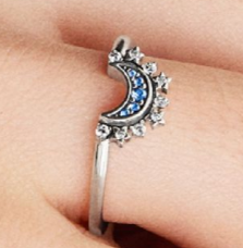 Anello Pandora luna pietre blu , argento 925.