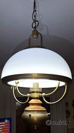 Lampadario cucina ottone e legno