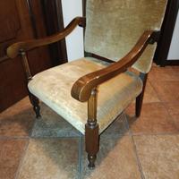 poltrona in legno e velluto meta,fine  800