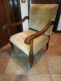poltrona in legno e velluto meta,fine  800