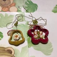 Thun Lotto 2 Addobbi Legno Pasquali Fiore Farfalla