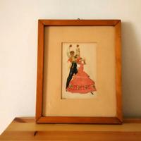 Cartolina vintage ballerini flamenco incorniciato