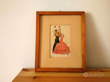 Cartolina vintage ballerini flamenco incorniciato