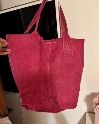 Borsa in vera pelle scamosciata