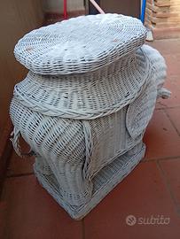 Elefante in rattan anni 70 
